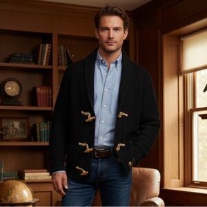 Polo Ralph Lauren Cotton/ Linen Blend Shawl Collar Cardigan Toggle Closure SZ XL